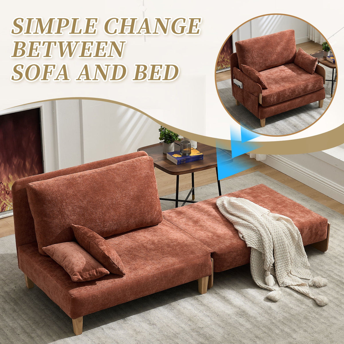 Foldable sofa bed measuring 37.01 inches wide (view 101)