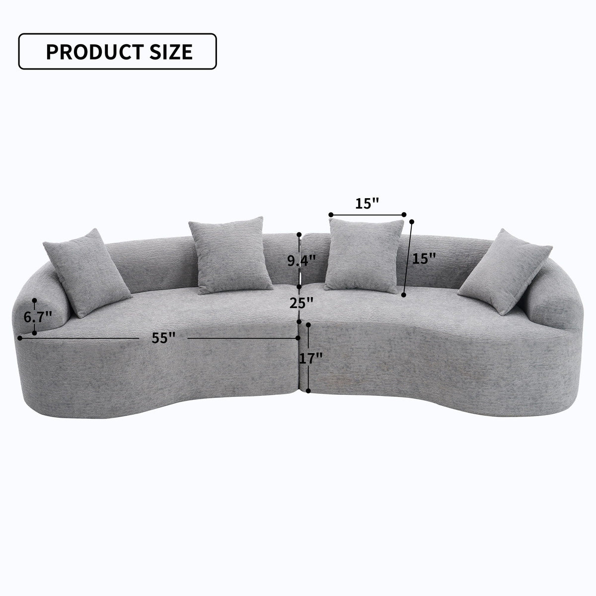 Curved Modular 4-Seater Sectional Sofa, additional detail (4)