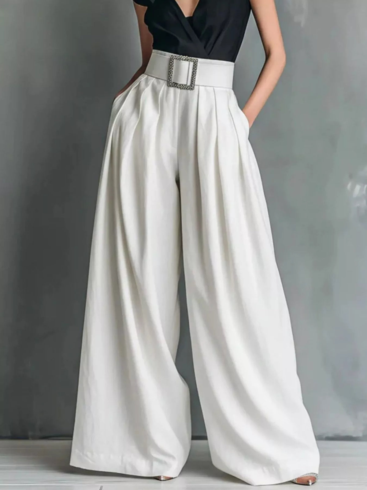 High-waisted wide-leg pants, product photo