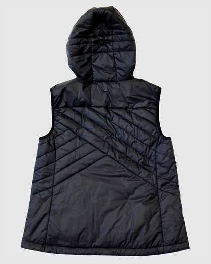 Powerstripe Eco-Friendly Down Hooded Vest, styled photo
