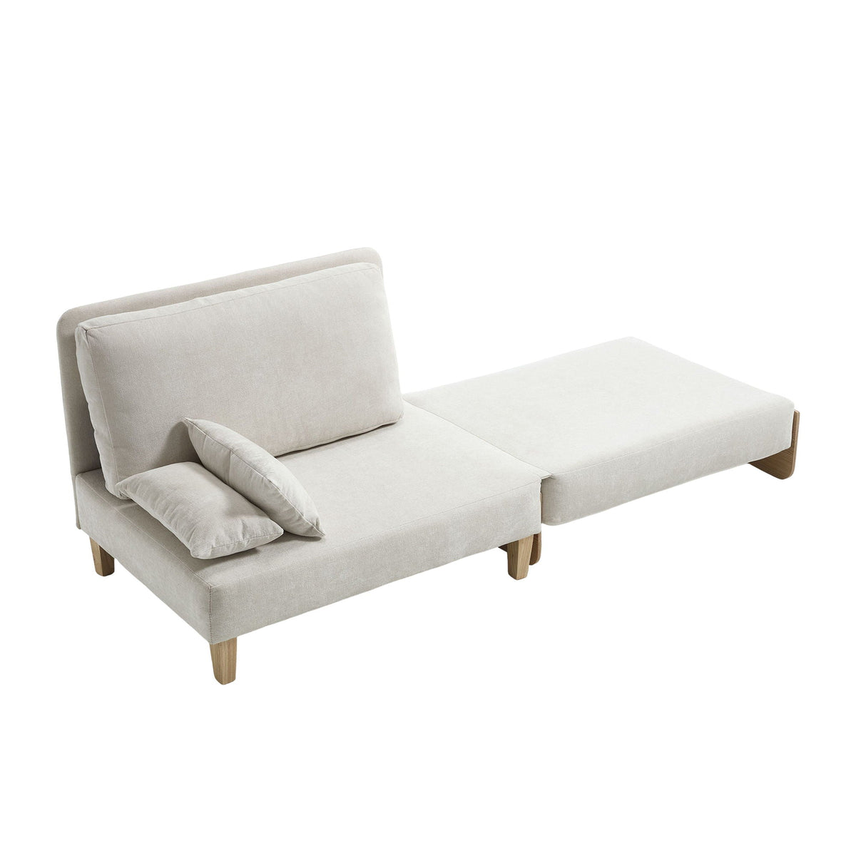 Mid century modern 3-in-1 convertible sofa bed with three pillows (view 1)