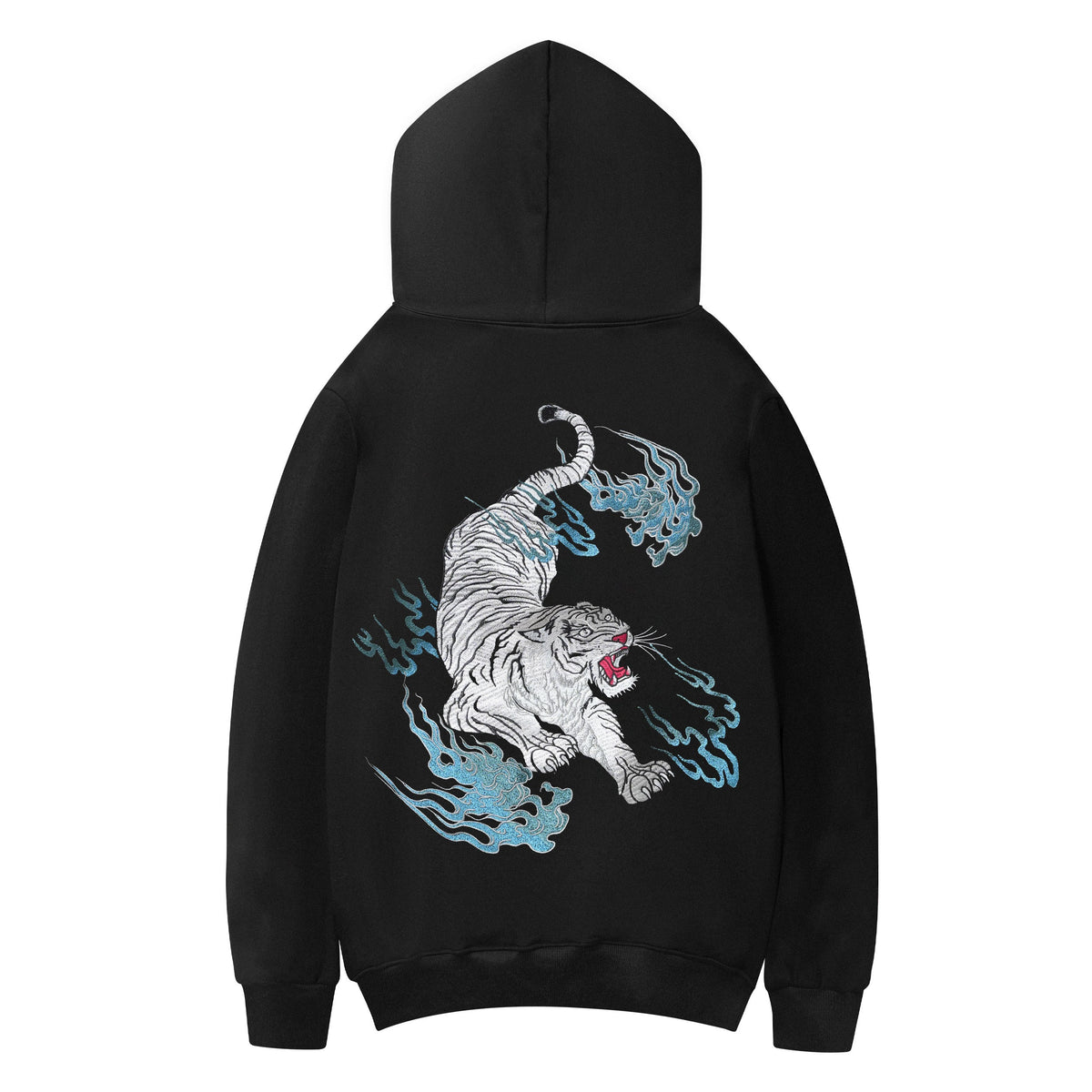 Flaming White Tiger Hoodie, product photo