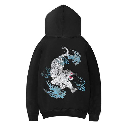 Flaming White Tiger Hoodie, product photo