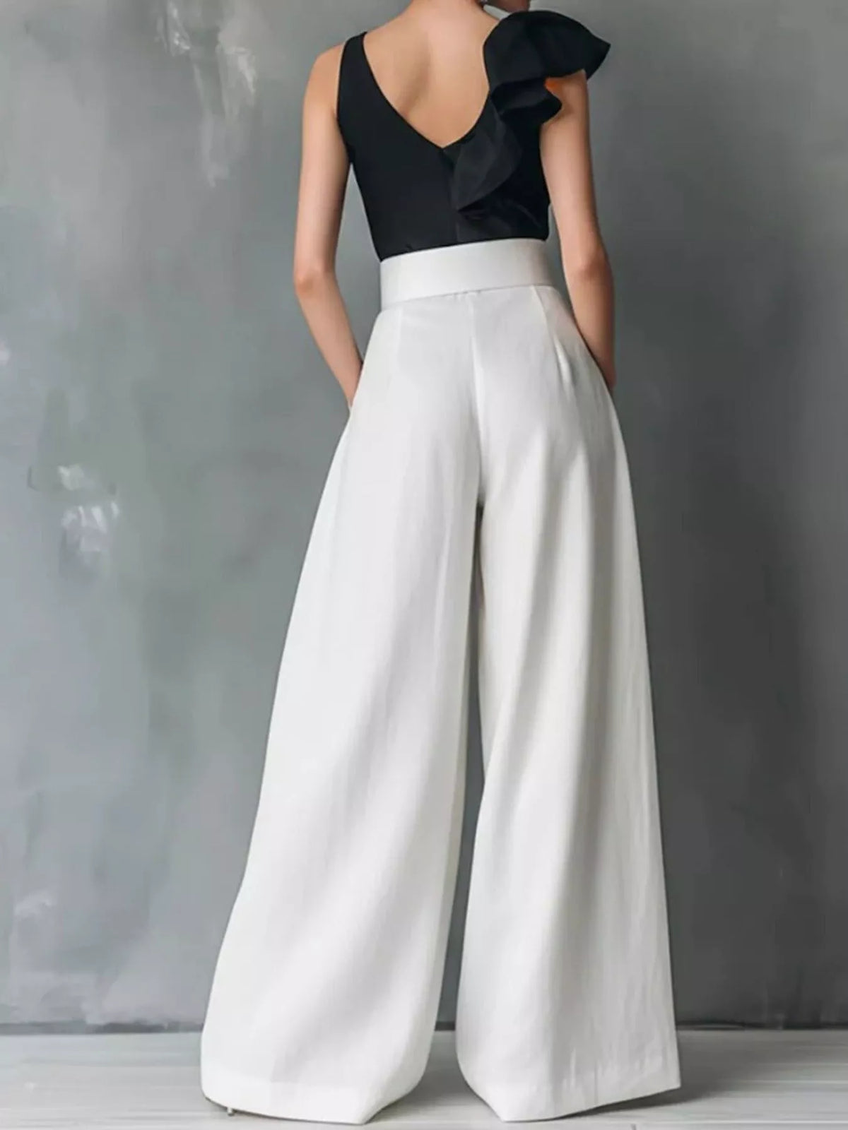 High-waisted wide-leg pants, alternate view