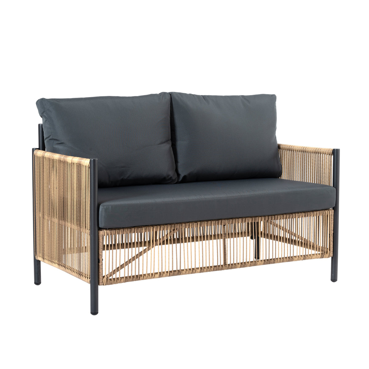 Outdoor PE Wicker 2-Seater Sofa Set with Table, additional detail