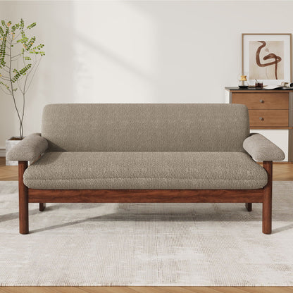 Berber Fleece Loveseat Sofa with Armrest Pillows, additional detail (3)