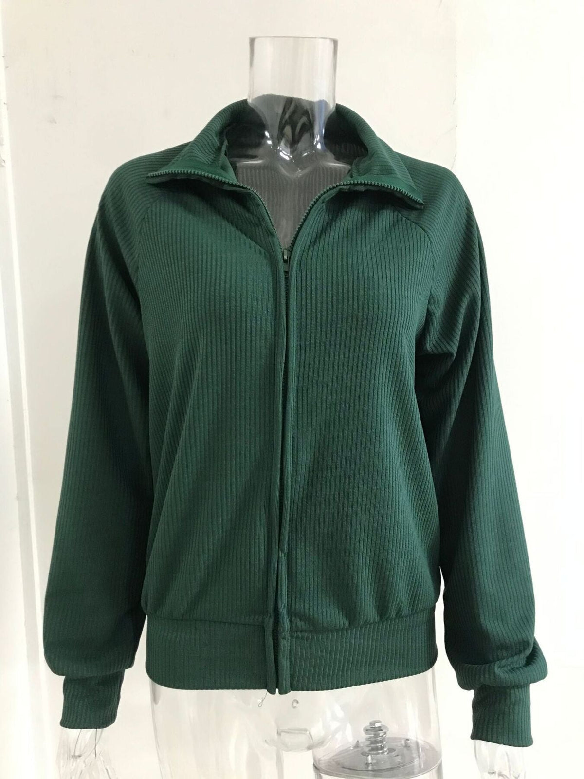 Ribbed Knit Zip-Up Outerwear, additional detail (3)