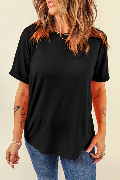 Round Neck Short Sleeve T-Shirt, styled photo