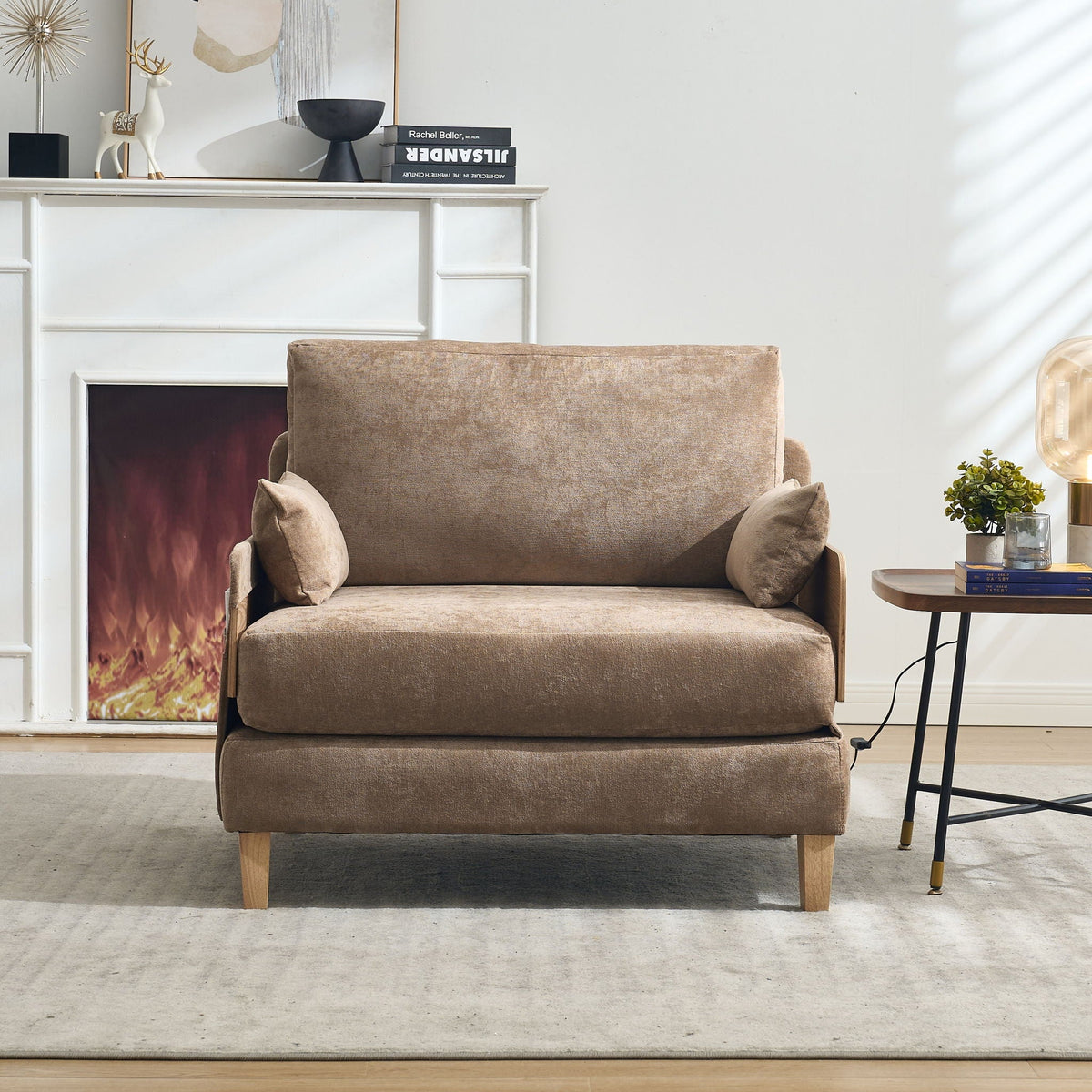 Mid century modern convertible sofa bed folded out as a bed (view 113)