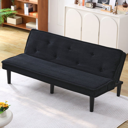Convertible Corduroy Sofa Bed with Solid Wood Frame, additional detail (3)