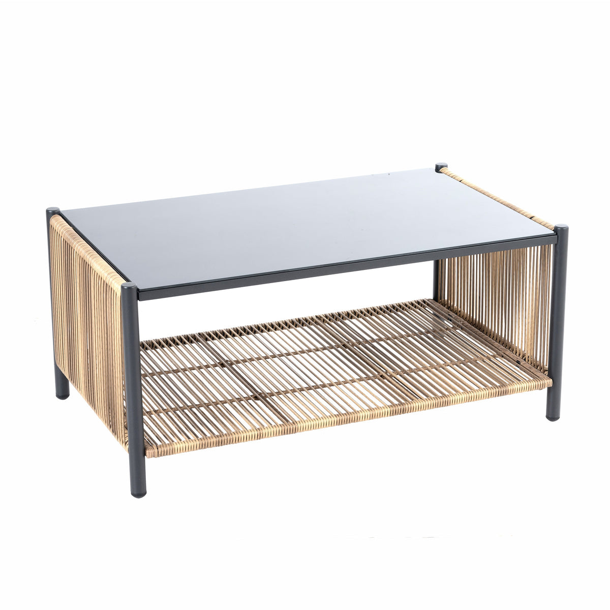 Outdoor PE Wicker 2-Seater Sofa Set with Table, alternate view