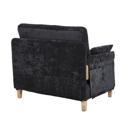 Convertible sofa bed with solid wood frame and fabric upholstery (view 115)