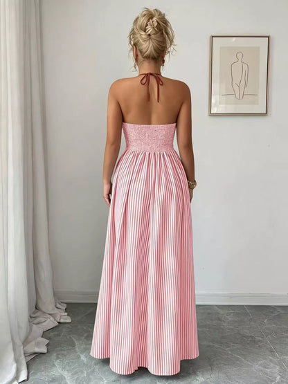 Striped Halter Neck Maxi Dress, styled photo (3)