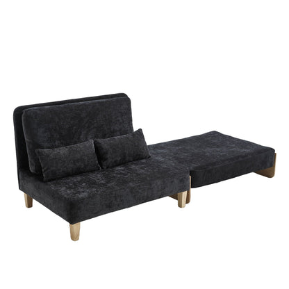 Convertible sofa bed with solid wood frame and fabric upholstery (view 5)