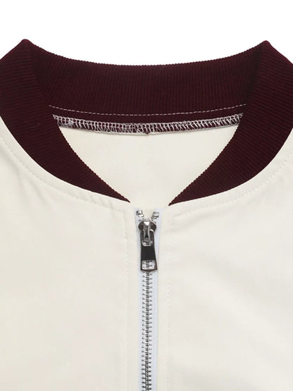 Contrast Trim Zip Up Jacket