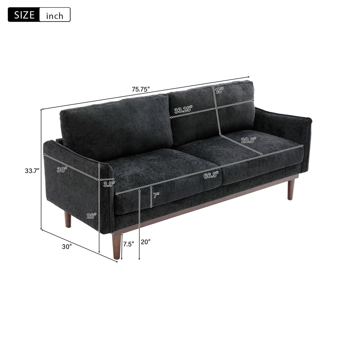 Wide Loveseat Sofa with Stitched Arms, styled photo (2)