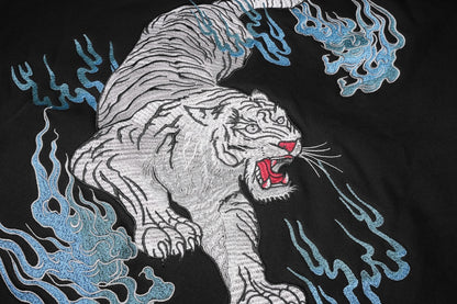 Flaming White Tiger Hoodie, additional detail