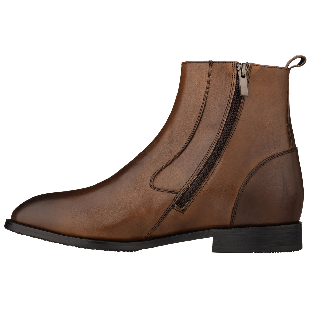 TOTO K33093 coffee brown side-zip elevator boot, additional detail