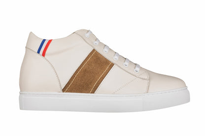 CALTO K53101 beige white oxhide mid-top sneaker, alternate view