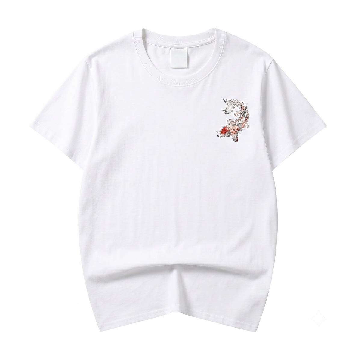 Koi Fish Embroidered Tee in White, alternate view