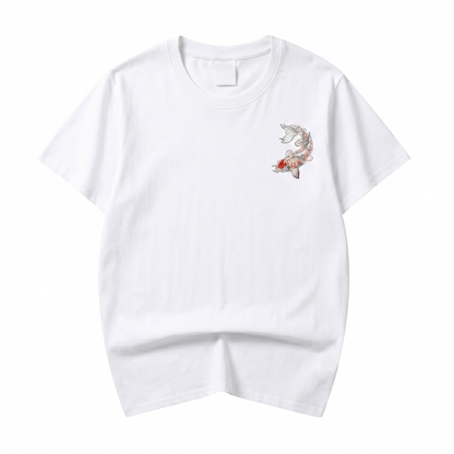 Koi Fish Embroidered Tee in White, alternate view