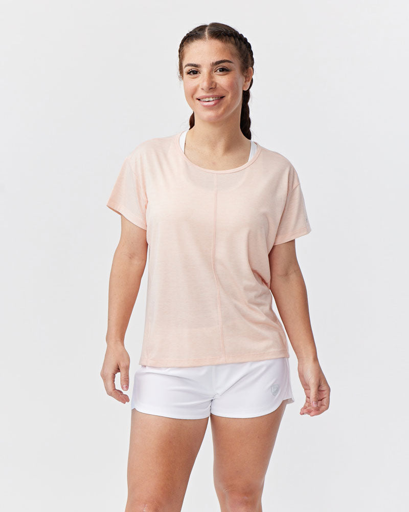 G5 Everyday Women's Performance Workout Top in Nectar, styled look