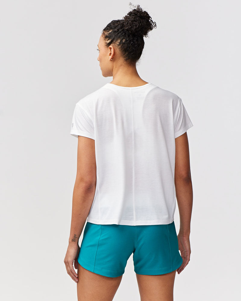 G5 Everyday Women's Performance Workout Top in White, back view