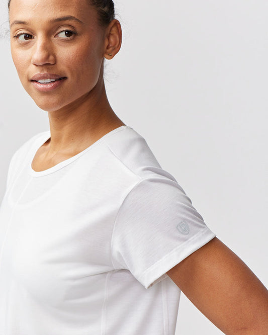 G5 Everyday Women's Performance Workout Top in White, side view