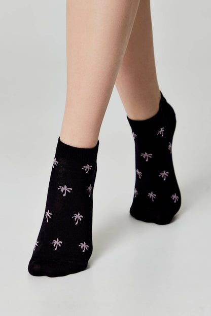 Conte Active 589 cotton ankle socks with palm tree pattern, product photo (7)