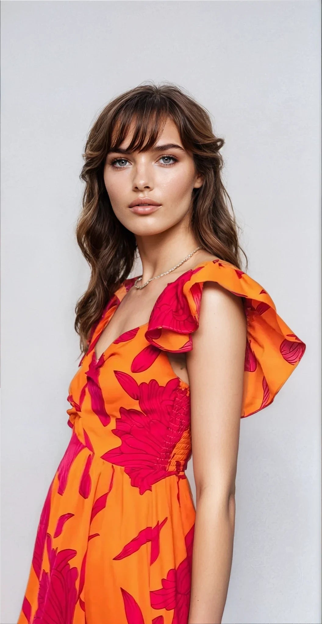 Fitkitty Culture Vibrant Fire floral high-low maxi dress, alternate view 7