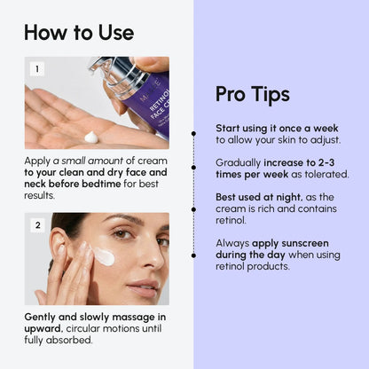 Instructions on how to use a skincare product with text and images of application.