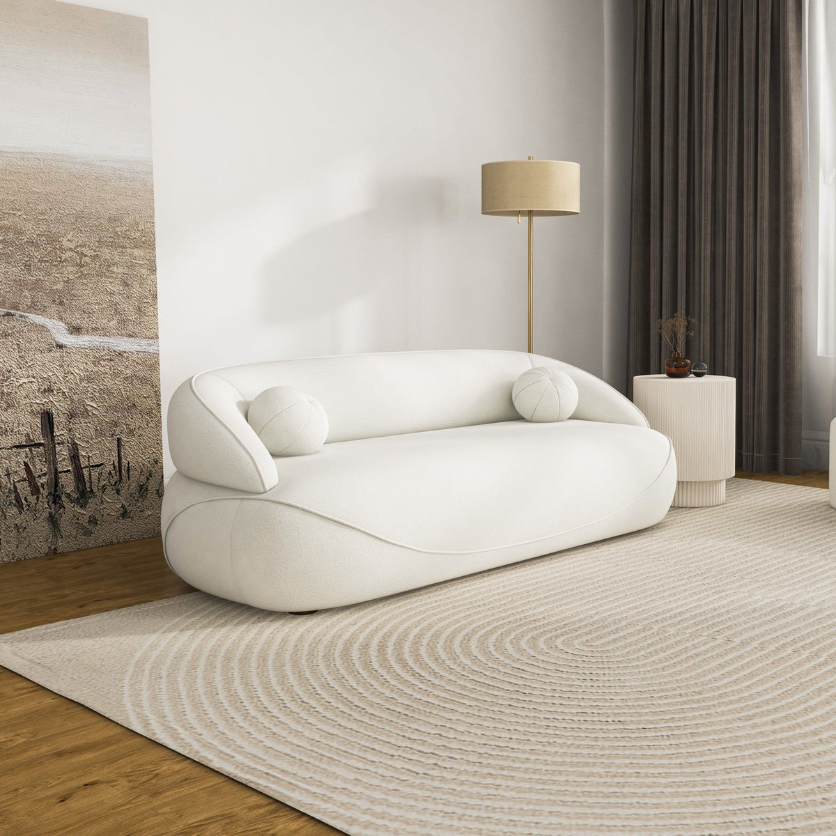 Andrew boucle sofa, full product view
