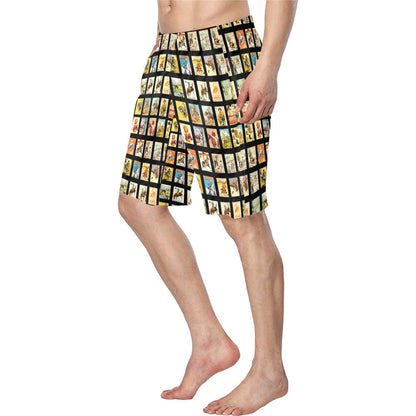 Baha Ranch Vintage Cowboy Collage western men's swim trunk shorts, styled photo