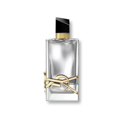 Yves Saint Laurent Libre L'Absolu Platine Parfum bottle with gold accents on a white background