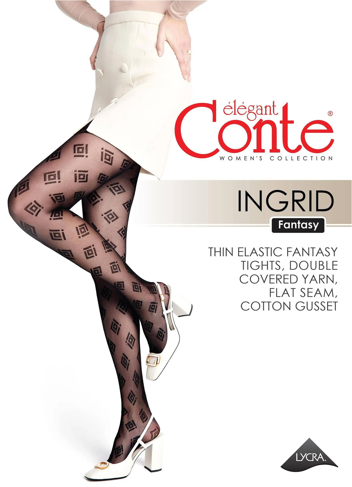 Conte Ingrid Fantasy Tights — Geometric Pattern in Nero Black (4)