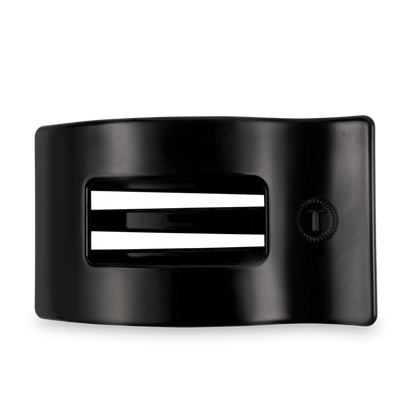 TELETIES Jet Black large flat rectangle hair clip on a white background