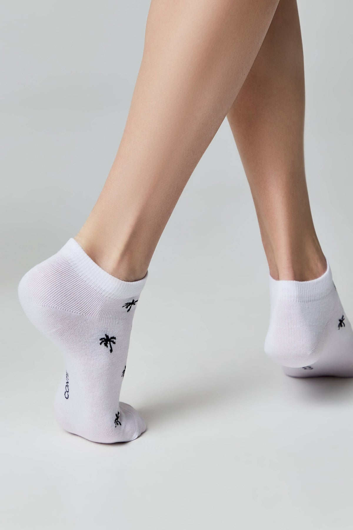 Conte Active 589 cotton ankle socks with palm tree pattern, product photo (5)