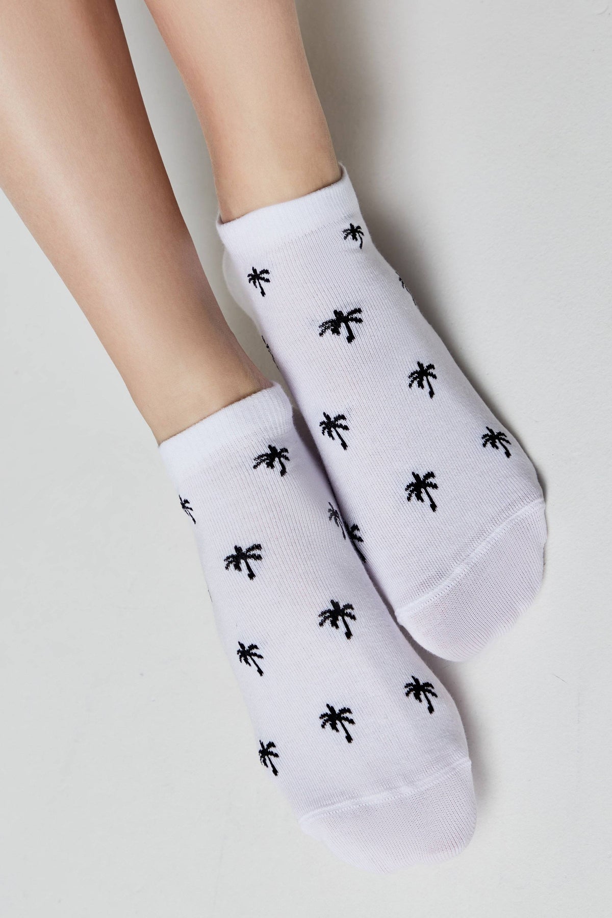 Conte Active 589 cotton ankle socks with palm tree pattern, additional detail (4)