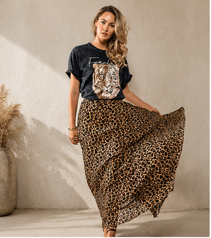 Fitkitty Culture leopard pleated midi skirt, alternate view 2