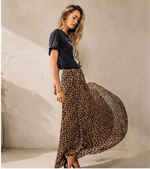 Fitkitty Culture leopard pleated midi skirt, alternate view 4