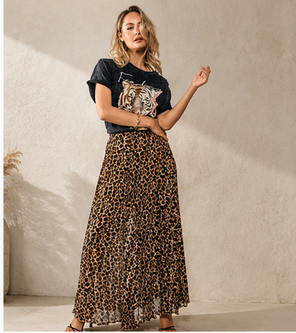 Fitkitty Culture leopard pleated midi skirt, alternate view 20