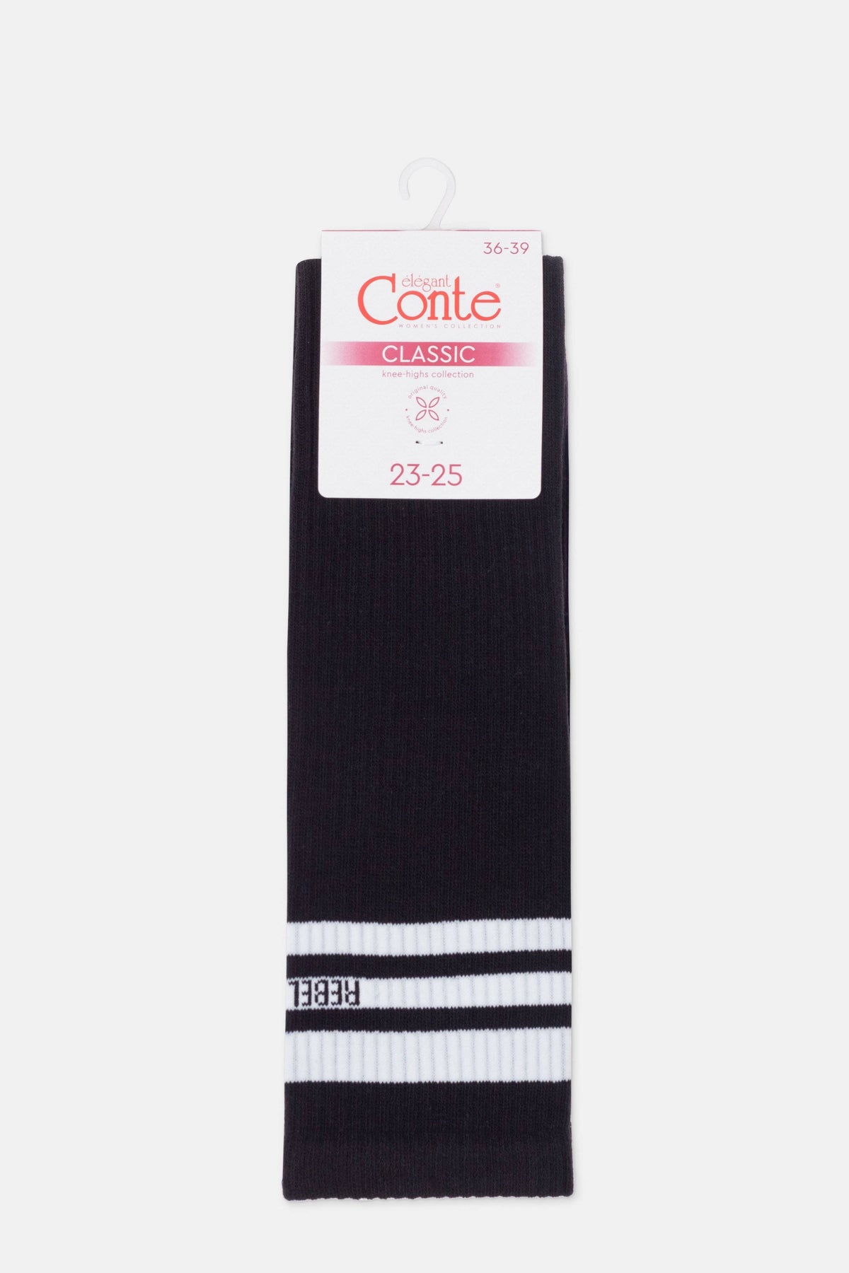 Conte Classic 009 cotton knee highs with ribbed stripes, additional detail (3)