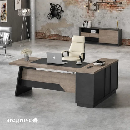 Arc Grove Linton L-shaped executive desk in Mahogany, alternate view
