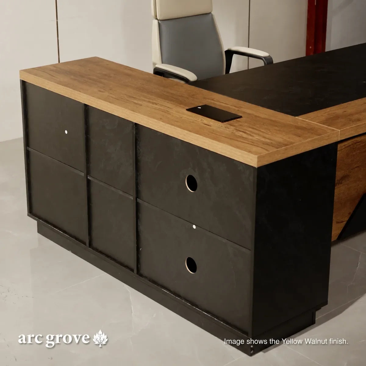 Arc Grove Linton L-shaped executive desk in Mahogany, alternate view (3)