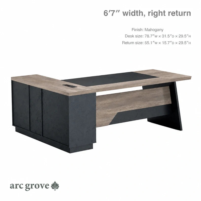 Arc Grove Linton L-shaped executive desk in Mahogany, product photo (2)