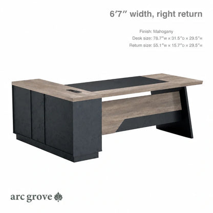 Arc Grove Linton L-shaped executive desk in Mahogany, product photo (2)