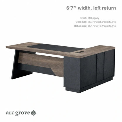 Arc Grove Linton L-shaped executive desk in Mahogany, product photo (3)