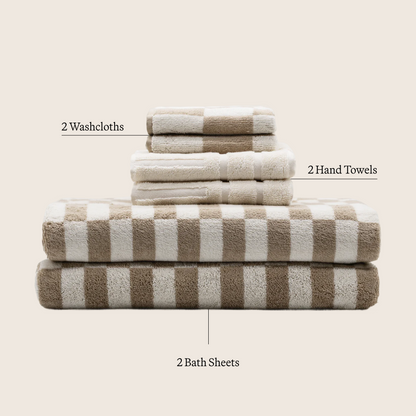 Italic Pietra Warped-Check Australian Cotton Bath Towels