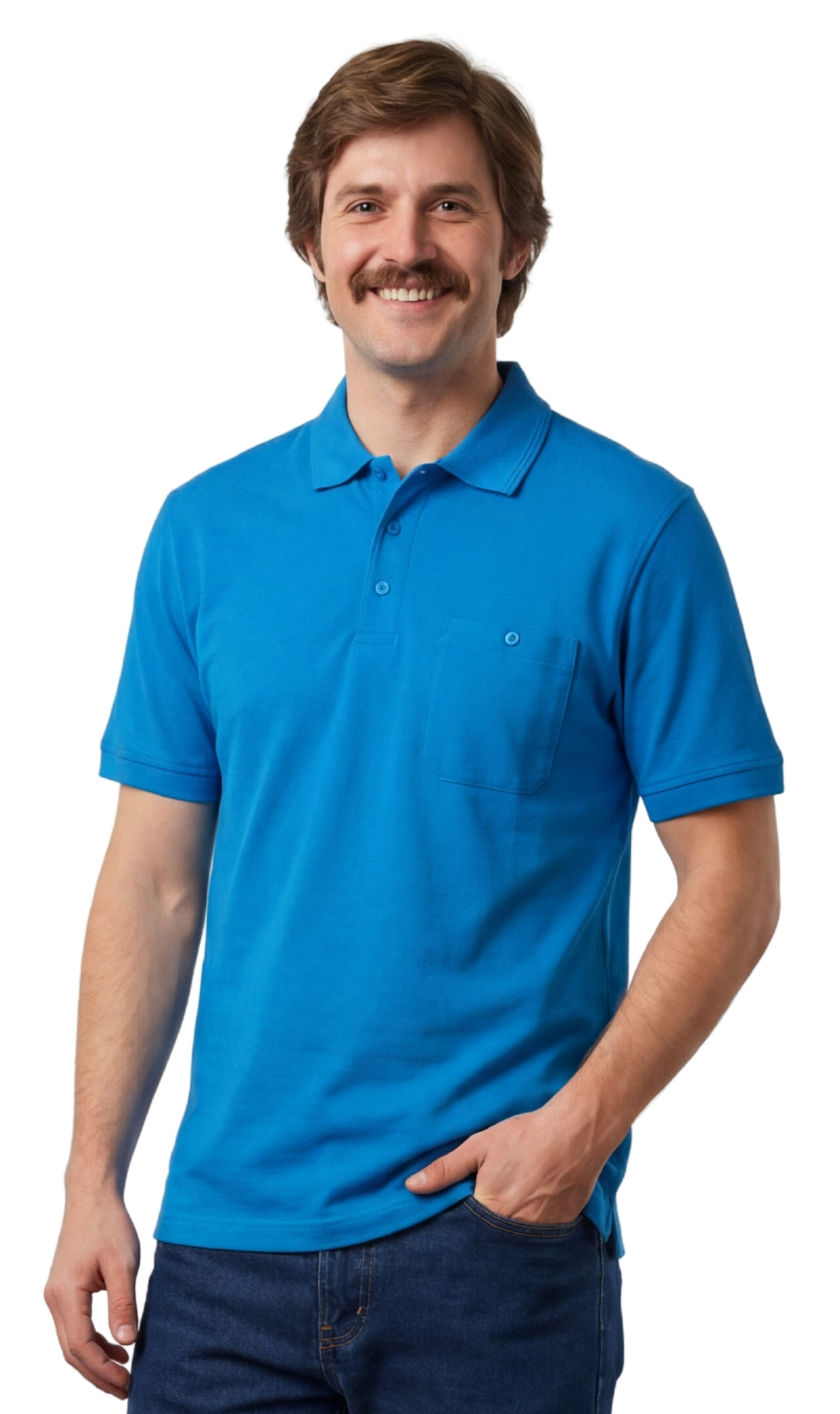 Turtle Bay men's short sleeve pique knit polo shirt, additional detail