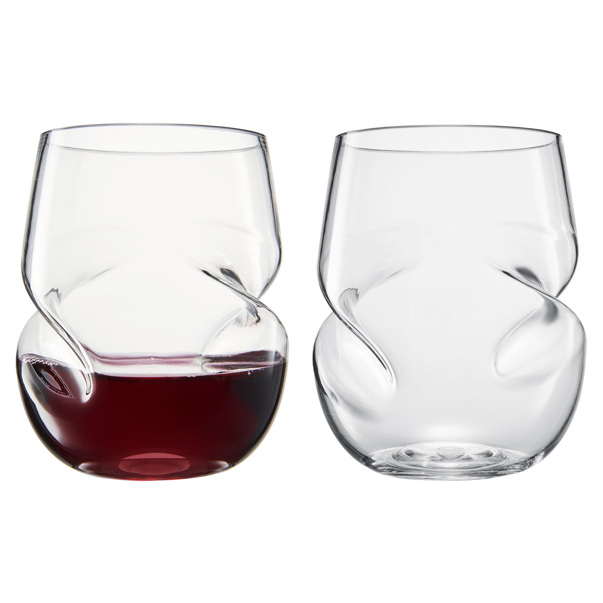 Barcelona acrylic stemless finger-indent wine glasses, a set of two 13 ounce glasses